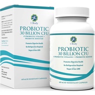 30 Billion CFU Probiotic Supplement with Prebiotics 60 Vegetarian Capsules Patented Acid Resistant Promote Gut Health, Support Immune System – Probiotics for Women Men of All Ages