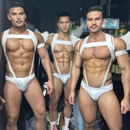 Bd013 Ready Stock Europe America New Style Men's Solid Color Sexy Breastless Strap Underwear Muscle 