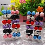 TPU] 12 Pairs Mystic Rose Stud Earrings Mixed Color Flower Earrings