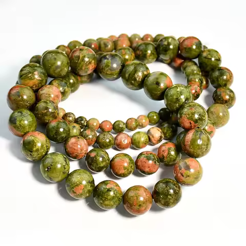 Bohemian Style Natural Stone Unakite Handmade Jewelry Beaded Bracelet For Men And Women