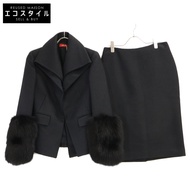 Brioni [近全新] 125426 真絲混紡外套/半裙套裝，狐狸毛袖（外套 40/半裙 42）[二手]