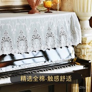 XYThai Embroidery European Piano Cover Half Cover Cotton Piano Cover White Single Double Piano Stool Sets Lace Piano Dus