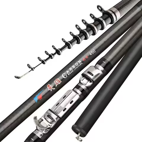 2.7M 3.6M 4.5M 5.4M 6.3M 7.2M Carbon Telescopic Rock Fishing Rod Ultra Light Rod Lure Carp Travel Oc