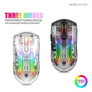 XYH20 BT5.0 2.4G Wireless mouse three-mode Transparent RGB mechanical mouse Gaming esports silent mo