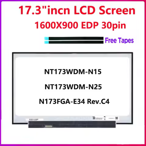 17.3 Inch Laptop LCD Screen N173FGA-E34 Rev.C4 NT173WDM-N15 NT173WDM-N25 Display Matrix FHD 1600X900
