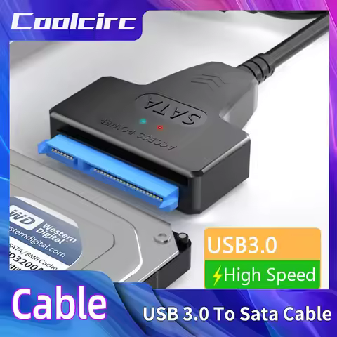 Coolcirc SATA to USB 3.0 Cable Up to 6 Gbps for 2.5 Inch External HDD SSD Hard Drive SATA Adapter US