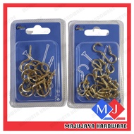 Brass Cup Hook 5/8" 1" Brass Screw Hook Brass Plated Cup Hook 金水问号挂钩 Question Mark Hook Screw Hook E