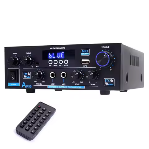 Woopker Amplifier AK55 900W Max 2.0 Channel Rated 70W+70W Bluetooth Audio Hifi AMP Karaoke Music Pla