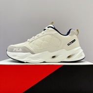 FILA Athena Unisex Couple Shoes Casual Embossed Beige Dark Blue 4-C601Y-743