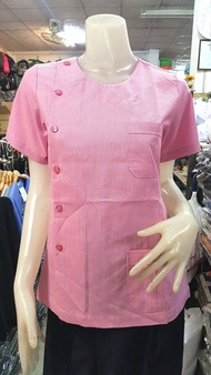 เสื้อสาธารณสุข สีชมพู แบบไม่ปักตรา คอกลม คอปก คอบัว เสื้ออนามัย เสื้อสาธารณสุขผู้หญิง เสื้อกาวน์