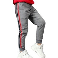 Boys Jogger Pants Striped Cotton Sweatpants Adjustable Waist Trousers Age 5-14 Years