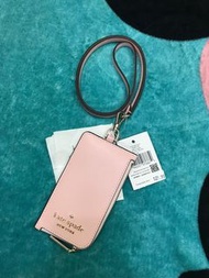 Kate Spade card case lanyard, pink, 粉色，散子/紙包，銀包，wallet,coin case,卡包，card case,掛頸證件套,卡套