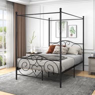 26F Queen/Full/Twin 2 Sizes Metal Canopy Bed Frame W/ Vintage Style Headboard&amp;Footboard Sturdy aUR