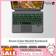 [MIYI]  Tablet Keyboard &amp; Protective Case Black Wireless Bluetooth-compatible Keyboard with Colorful Backlight Plastic Tablet Protector for Microsoft Surface Go 1/2/3/4