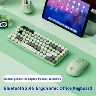 Wireless Silent Keyboard Bluetooth 2.4G Rechargeable Cute Office Keyboard 84 Keys for Laptop PC