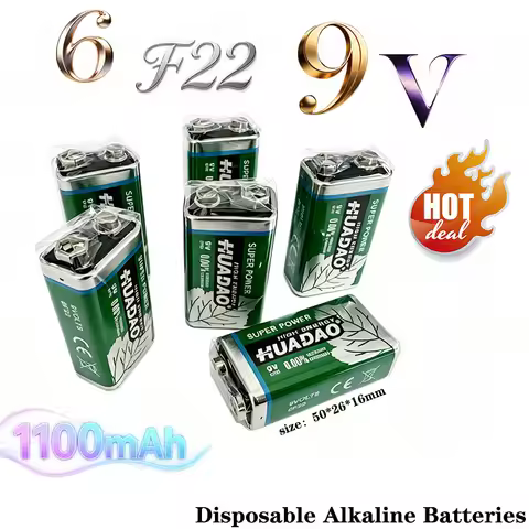 6F22 9V disposable alkaline battery dry cell 1100mAh suitable for microphonemultimetertoysmoke alarm