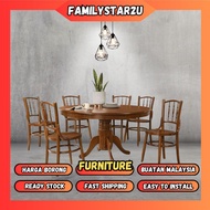 familystar2u - 4.5ft Round Table Shanghai Chair Kopitiam Chair Meja Bulat Kerusi Kayu Shanghai 餐馆