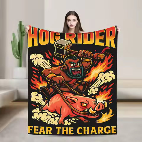 Hog Rider Fuzzy Blankets Clashes Royaleds Game Funny Throw Blanket for Home 125*100cm Bedspreads
