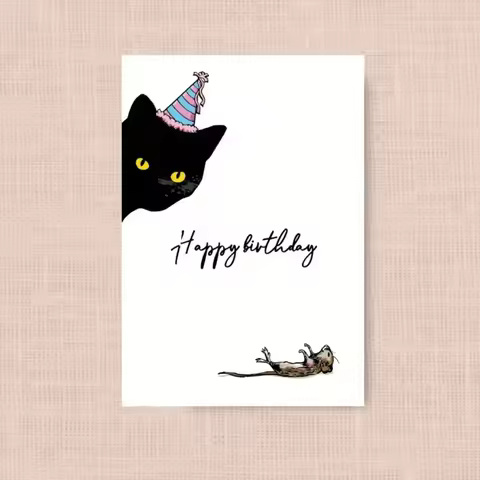 Birthday Card, Funny Birthday Card for Her, Husband Birthday Card, Best Friend Birthday Card, Cat Bi