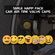 4pcs Anti Theft Car Moto Bike Wheel Tires Valves Caps Cute Funny Yellow Smile Face Ball Car Styling Tire Valve