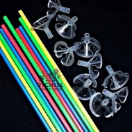 COLORFUL BALLOON STICKS | BALLOON STEM | BALLOON HANDLE + BALLOON CUP (1 PACK CONTAINS 100 PCS)