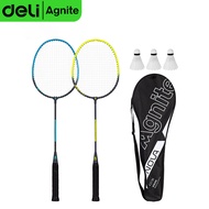 Deli Agnite ไม้แบดมินตัน แพคคู่  แถมกระเป๋าใส่ไม้แบด แถมลูกขนไก่พลาสติก 3 ชิ้น ออกกําลังกาย Badminton racket Badminton racket One
