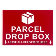 PARCEL DROP BOX LEAVE ALL DELIVERIES HERE SIGN/SIGNAGE | (210mm x 148mm) | INSTRUCTION SIGN, ARROW S