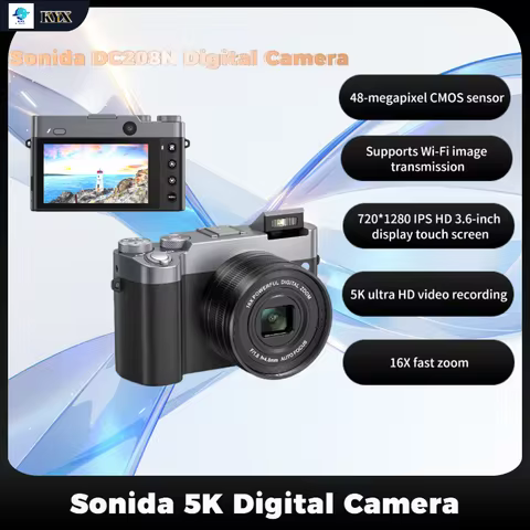 SONIDA 5K Digital Camera 16 Zoom Lens 4K Video HD Features WiFi 5K Photography ISO 6400 Resolution