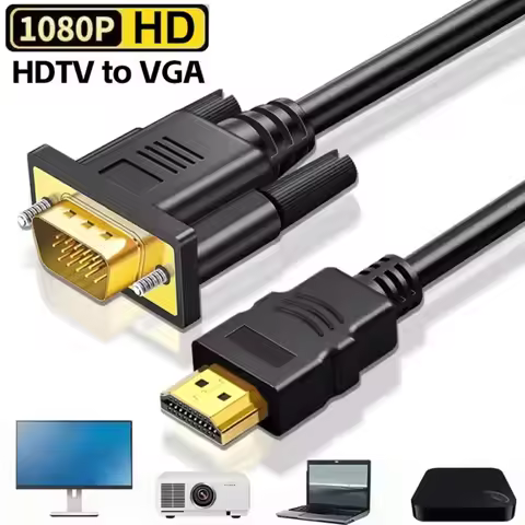 1080P HDMI-Compatible To VGA Adapter 1.8M/3.0M Cable 4K HD Video Audio Male Converter for Desktop La