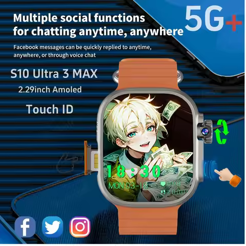 5G Cellular Version S10 Ultra 3 MAX Smartwatch Android 10.0 Smart Watch Touch ID With 180° Rotarting