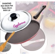Diamond flat nonstick dosa tawa 4mm thickness with stainless steel lid/chapati roti tawa crepe panca