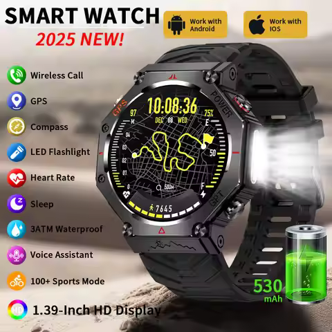 LIGE Military Outdoor GPS Sports Smart Watch Men 1.39'' HD Screen 3ATM Waterproof 530mAh ChatGPT AI 