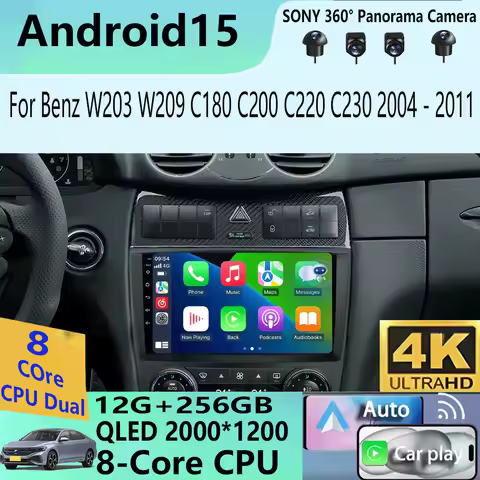 Android 15 For Mercedes Benz W203 W209 C180 C200 C220 C230 2005 - 2009 video Player Car Radio Stereo