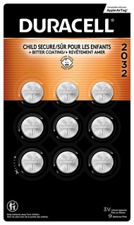 Duracell 2032 Lithium Battery. 9 Count Pack. Child Safety Features. Compatible with Apple AirTag, Ke