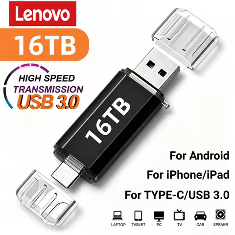 Lenovo 16TB 2 In 1 OTG USB Flash Drive 3.0 Type C 8TB 2TB Pendrive For iPhone Huawei Xiaomi Android 