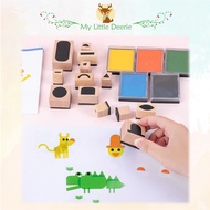 Wooden Colour Stamps Chop Stamping DIY Hands On Art Craft Early Learning Educational Montessori Chil