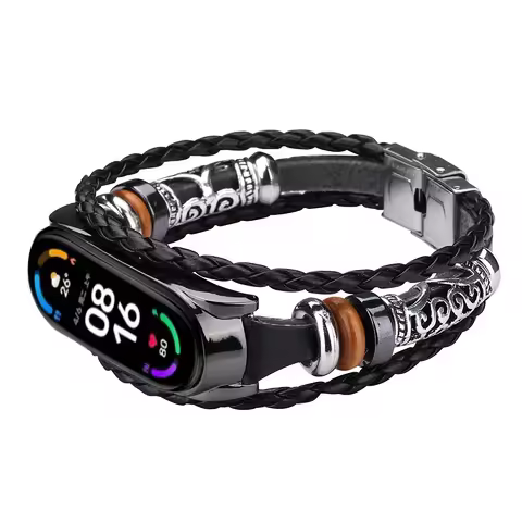 Leather Watch Band For Xiaomi mi Band 6 5 4 3 Bracelets Ethnic Style Retro Strap miband6 Fashion sma