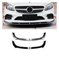 AMP-Z W205 Front Bumper Lip Gloss Black Plastic Material Atuo Body Tunning For Mercedes Benz C Class