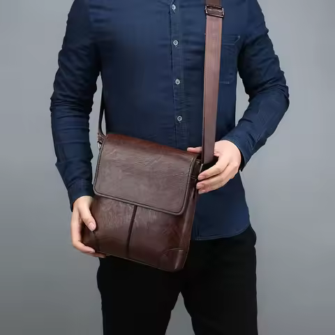 Men Crossbody Bag For IPAD Leather Business Handbag Men Messenger Bag Large Side Sling Bag Fashion M