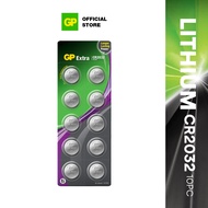 GP Extra Lithium Coin Cells Battery CR2032 [Card of 10] (5004LC AWI L14 LF1/2V RFA-35 SB-T15)