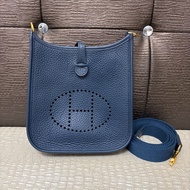 Hermes 普魯士藍金釦TC皮金釦Evelyne 16