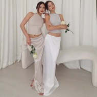 Shewearssugar Old Money Satin Maxi Skirt