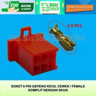 MERAH 6 PIN SMALL FEMALE RED MOTORCYCLE CABLE SOCKET - SOCKET - CABLE SOCKET - 6 PIN - SOCKET - 6 PI