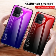 OPPO Reno5 F Case Gradient Color Tempered Glass Hard Phone Case Back Cover OPPO Reno 5F Reno5F Casin