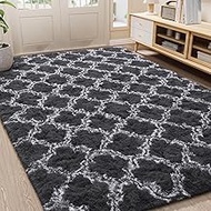 LOCHAS Luxury Shag Area Rug 5x8 Feet Geometric Plush Fluffy Rugs, Extra Soft and Comfy Carpet, Moroc