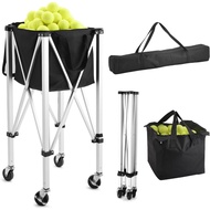 Tennis Ball Hopper for 150 Balls, Tennis Ball Basket for Serve Training, Foldable Tennis Ball Cart w
