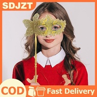 [SDJZT] Masquerade Mask with Holding Stick, Venetian Half Face Mask for Women