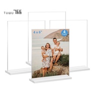 Acrylic Picture Frame 4x6 Inches, 4 Pack Plastic Picture Frames Holder Standing,Double Sided Picture