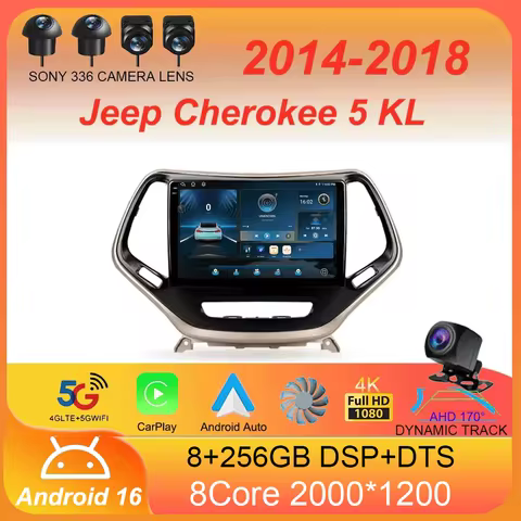 Car Radio Android 16 For Jeep Cherokee 5 KL 2014 - 2018 Multimedia Video Player Navigation No 2din 2