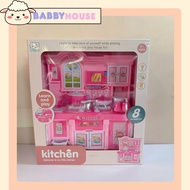 Kitchen mini Kitchen toy. Kitchen pink mini Kitchen simulation cooking toy box (Self Photo)